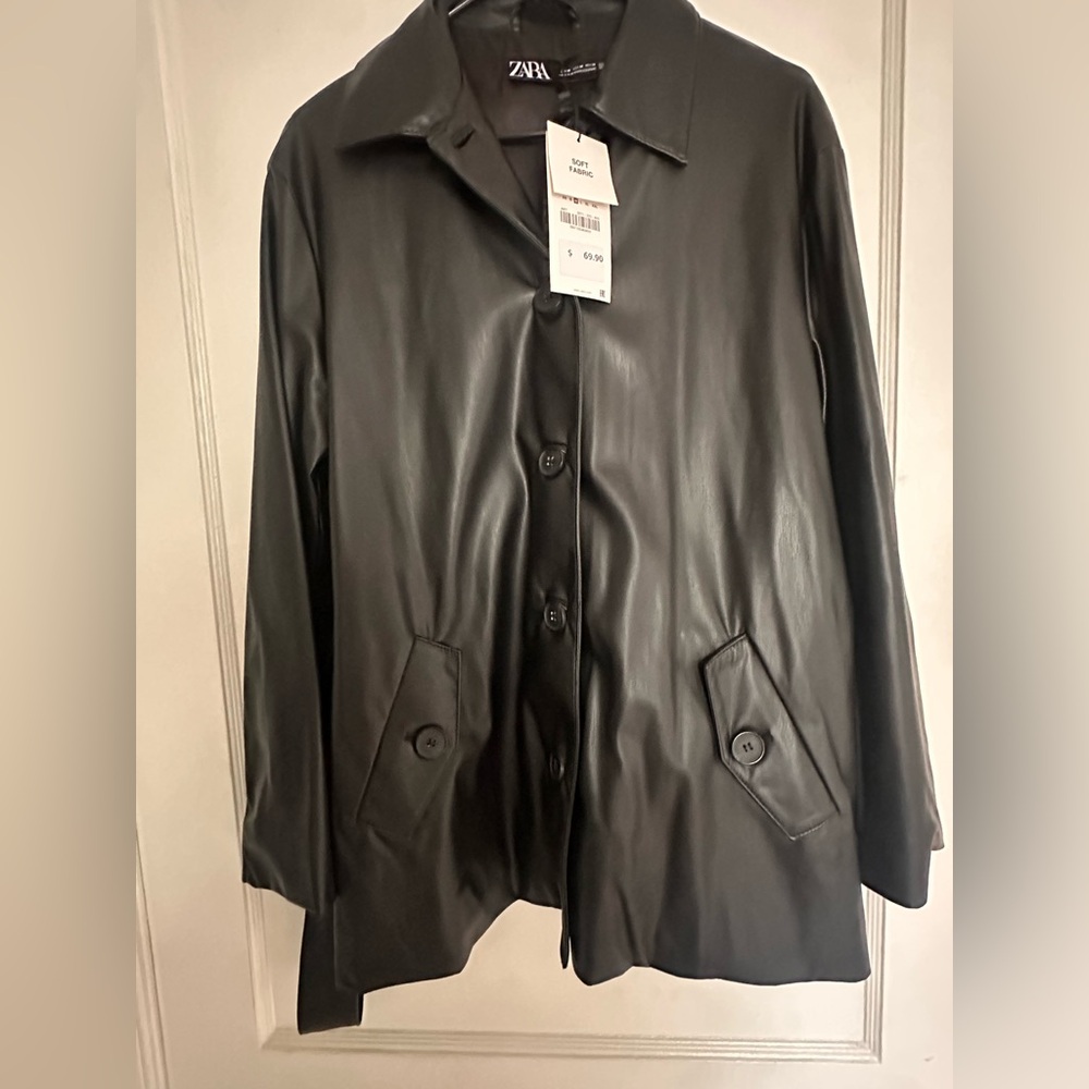 Zara Black Leather Shacket